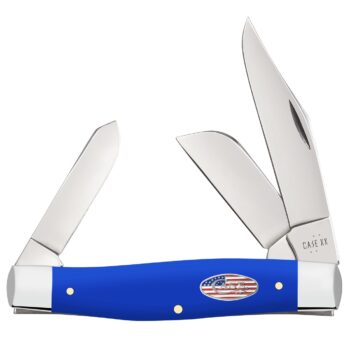 Case 16405 Stockman  Large Folding Clip Point/Sheepsfoot/Spey Plain Tumble Polish Carbon Steel Blade, Smooth Royal Blue Synthetic Handle