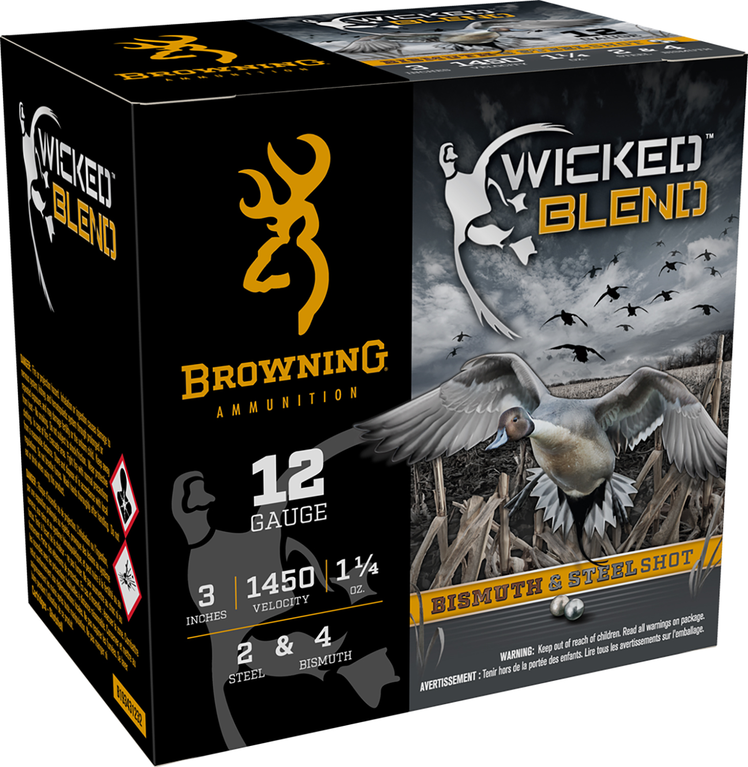 Browning Ammo B193431232 Wicked Blend 12Gauge 3" 1 1/4oz 2/4BI Shot 25 Per Box/10 Case 3 Browning Ammo B193431232 Wicked Blend 12Gauge 3" 1 1/4oz 2/4BI Shot 25 Per Box/10 Case