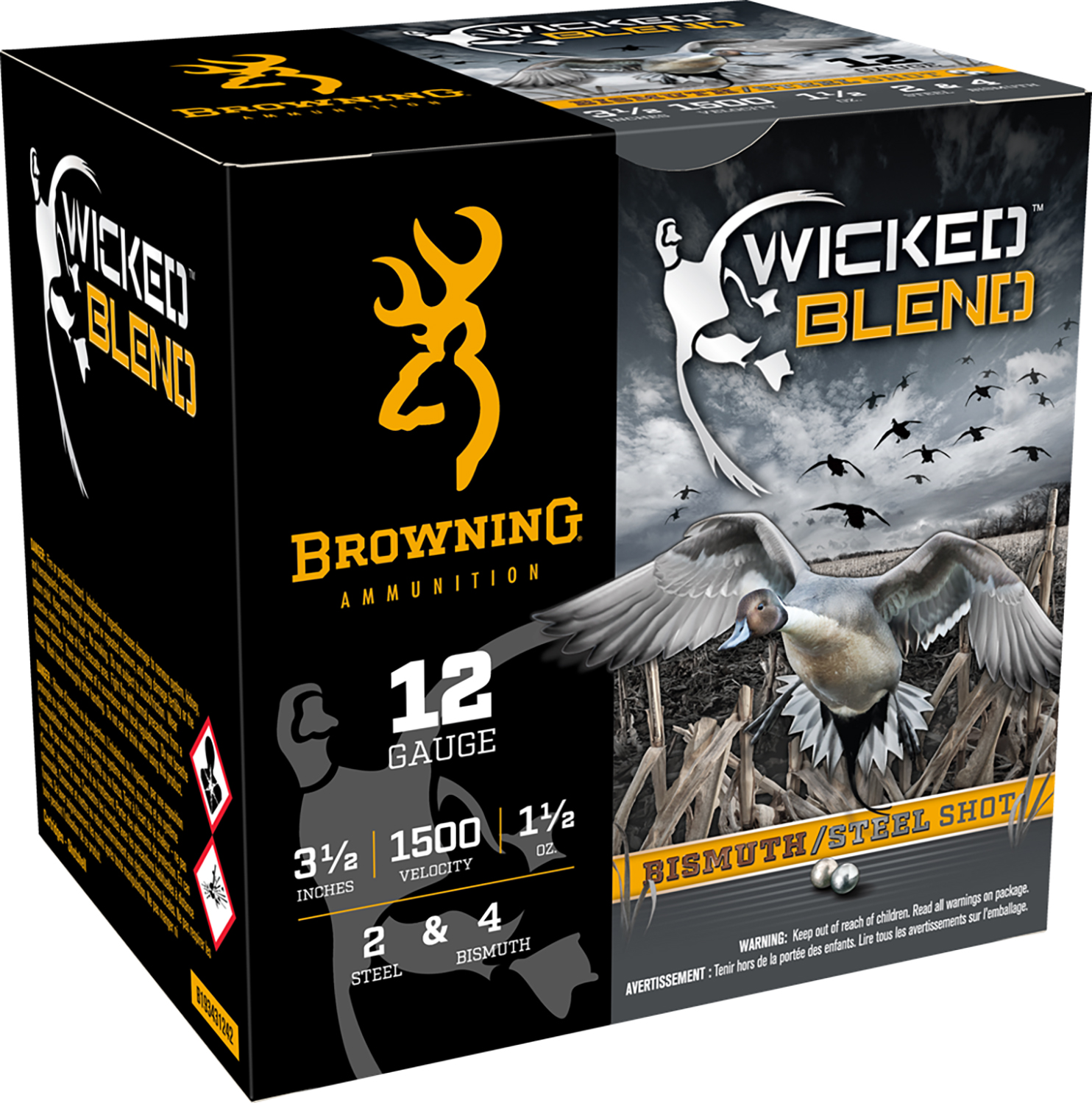Browning Ammo B193431242 Wicked Blend 12Gauge 3.50" 1 1/2oz 2/4BI Shot 25 Per Box/10 Case 3 Browning Ammo B193431242 Wicked Blend 12Gauge 3.50" 1 1/2oz 2/4BI Shot 25 Per Box/10 Case