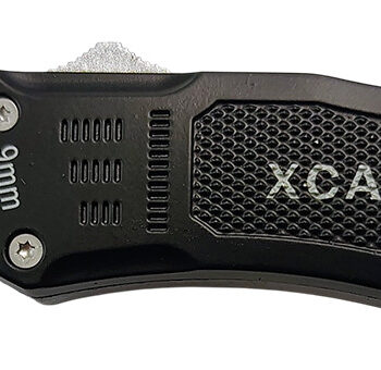 Xcaliber Knife Company  9mm  Small 2.75" OTF Drop Point Black 440C SS Blade, 3.91" Steel Handle