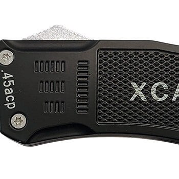 Xcaliber Knife Company  45 ACP  Large 3.80" OTF Tanto Plain Black 440C SS Blade, 5.30" Steel Handle