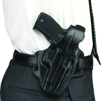 Galco FL104B Fletch  OWB Black Leather Belt Slide Fits Ruger GP100 Fits S&W L Frame Right Hand