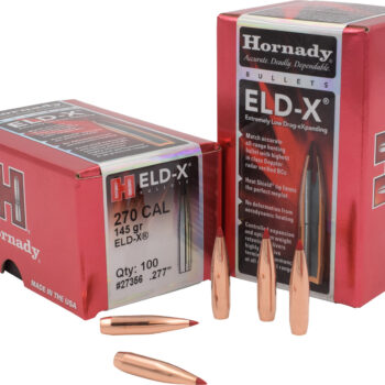 Hornady 27356 ELD-X  270 Cal .277 145 gr Extremely Low Drag eXpanding 100 Per Box/ 15 Case