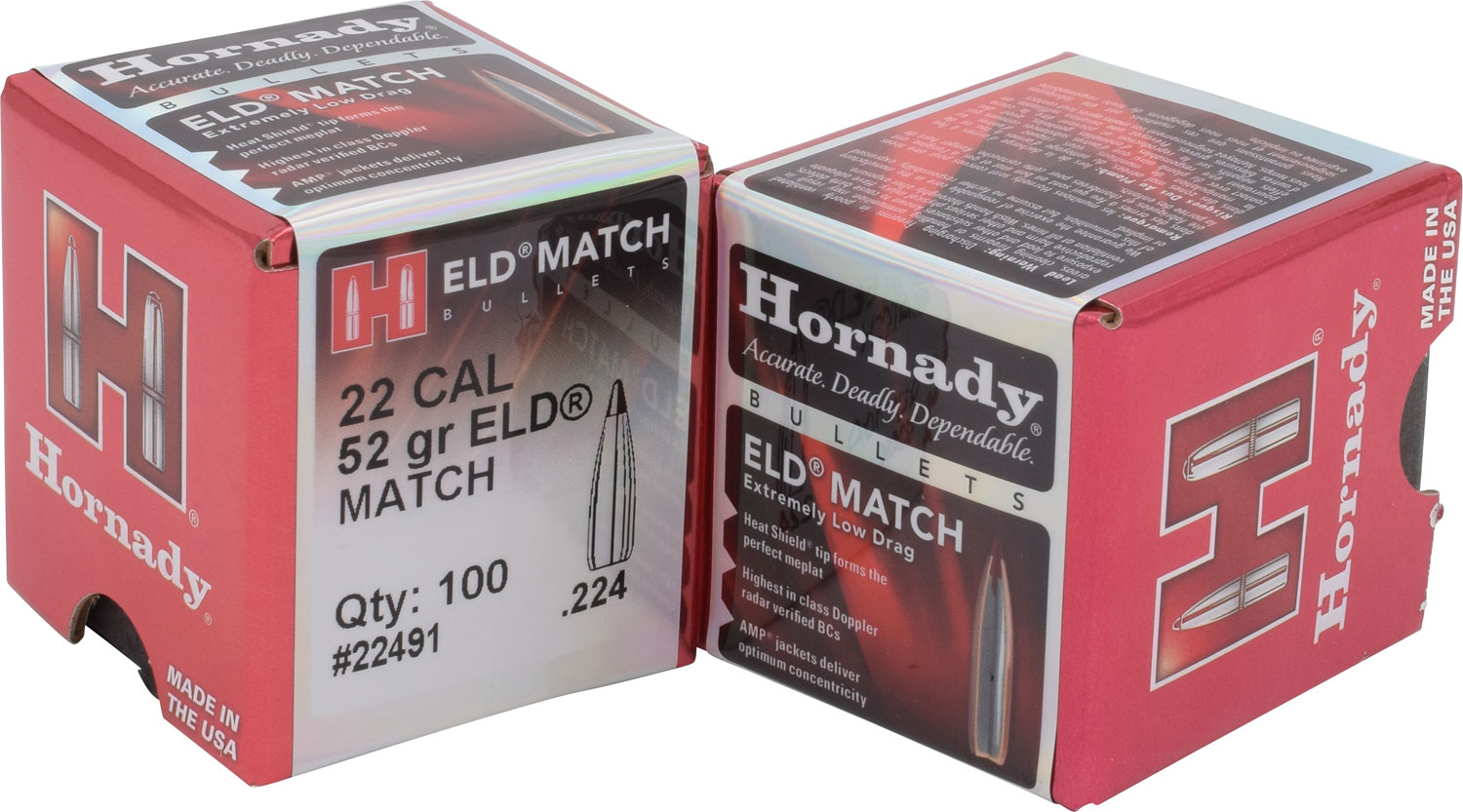 Hornady 22491 ELD Match 22 Cal .224 52 gr Extremely Low Drag Match 100 Per Box/ 40 Case 3 Hornady 22491 ELD Match 22 Cal .224 52 gr Extremely Low Drag Match 100 Per Box/ 40 Case