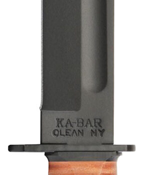 Ka-Bar 1317 Dog's Head Utility Knife 7" Fixed Clip Point Plain Black 1095 Cro-Van Blade, Brown Leather Handle, Includes Sheath