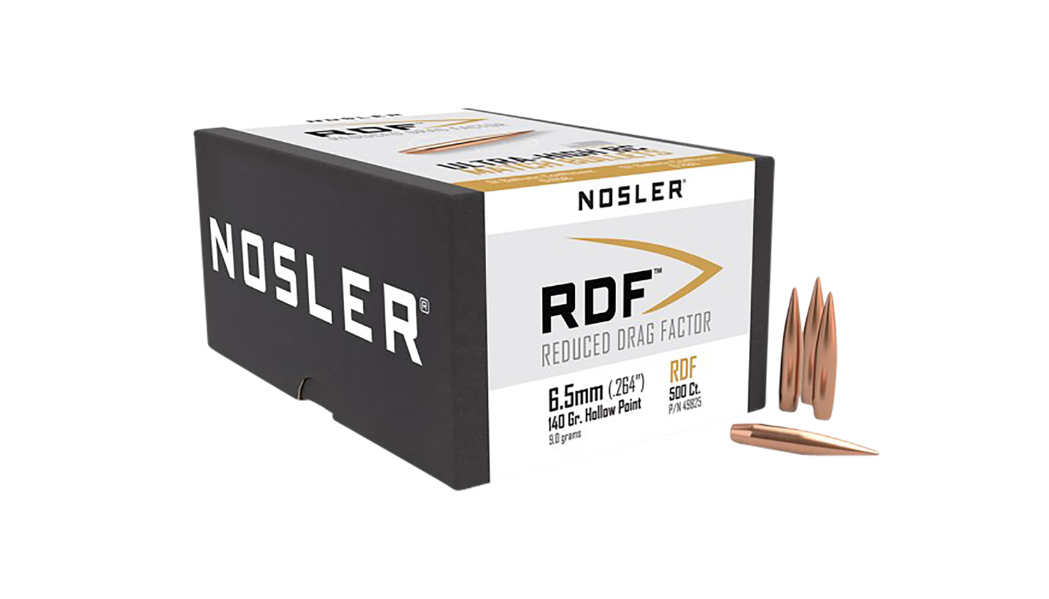 Nosler 49825 RDF Match 6.5Creedmoor 140gr Hollow Point Boat Tail 500/Box 3 Nosler 49825 RDF Match 6.5Creedmoor 140gr Hollow Point Boat Tail 500/Box