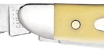 Case 00030 Peanut  2.10"/1.53" Folding Clip/Pen Plain Tumble Polish Chrome Vanadium Blade/Smooth Yellow Synthetic Handle