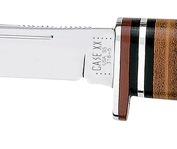 Case 00381 Hunter  5" Fixed Clip Point Plain Mirror Polished Tru-Sharp SS Blade/4.50" Grooved Leather Handle Includes Sheath