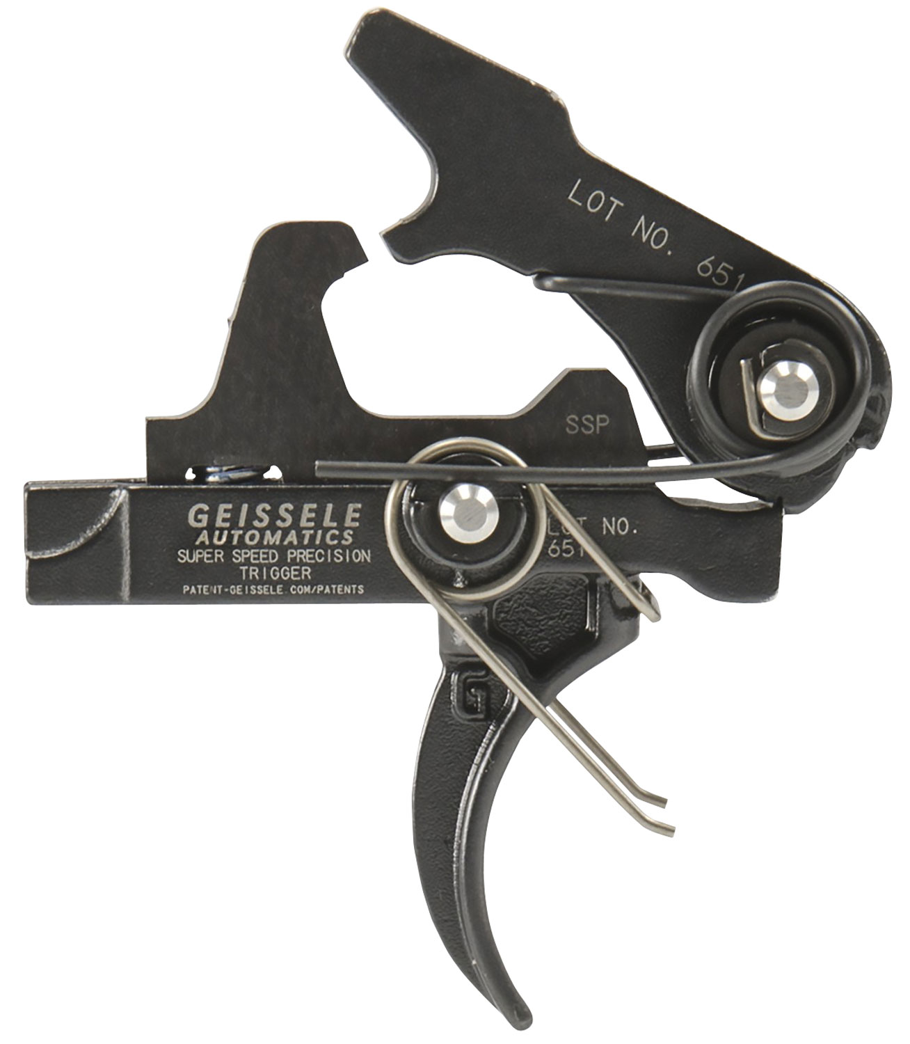 Geissele Automatics 05400 SSP Single-Stage Curved Trigger with 3-3.75 lbs Draw Weight & Black Oxide Finish for AR-Platform 3 Geissele Automatics 05400 SSP Single-Stage Curved Trigger with 3-3.75 lbs Draw Weight & Black Oxide Finish for AR-Platform