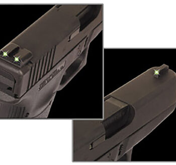 TruGlo TG231G2 Tritium  Green Tritium Front & Rear/Black Nitride Fortress Frame, Compatible w/Most Glock Except MOS 45 ACP/10mm Auto, Front Post/Rear Dovetail Mount