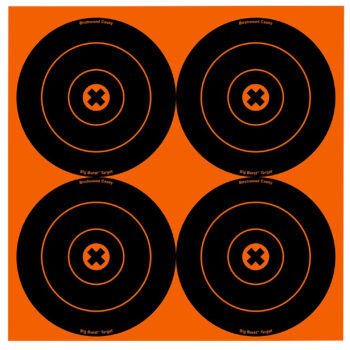 Birchwood Casey 36612 Big Burst Revealing Target Self-Adhesive Paper Black/Orange 6" Bullseye 12 Pack