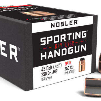 Nosler 43013 Sporting Handgun  45Colt 250gr Jacketed Hollow Point 100/Box