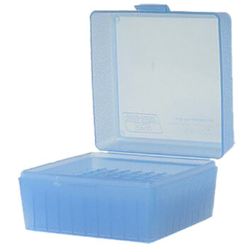 MTM Case-Gard RS10024 Ammo Box Flip-Top Multi Caliber Clear Blue Polypropylene 100rd