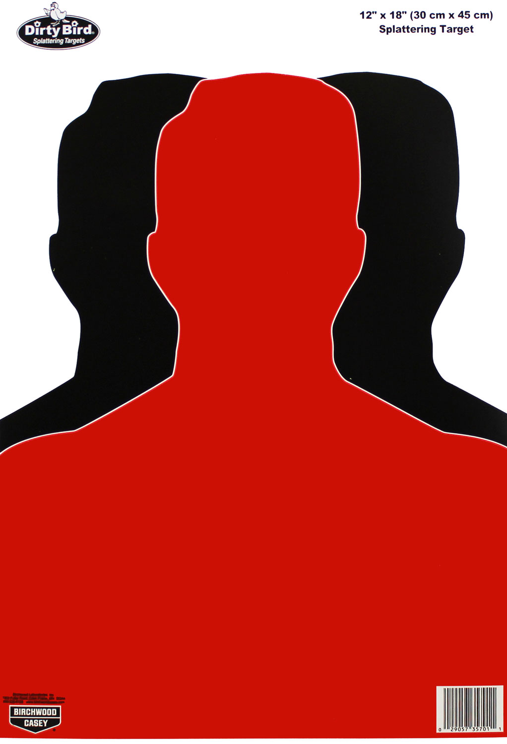 Birchwood Casey 35701 Dirty Bird Silhouette Tagboard Hanging Pistol 12" x 18" Black/Red White Impact Splatter 100 Per Pkg 3 Birchwood Casey 35701 Dirty Bird Silhouette Tagboard Hanging Pistol 12" x 18" Black/Red White Impact Splatter 100 Per Pkg