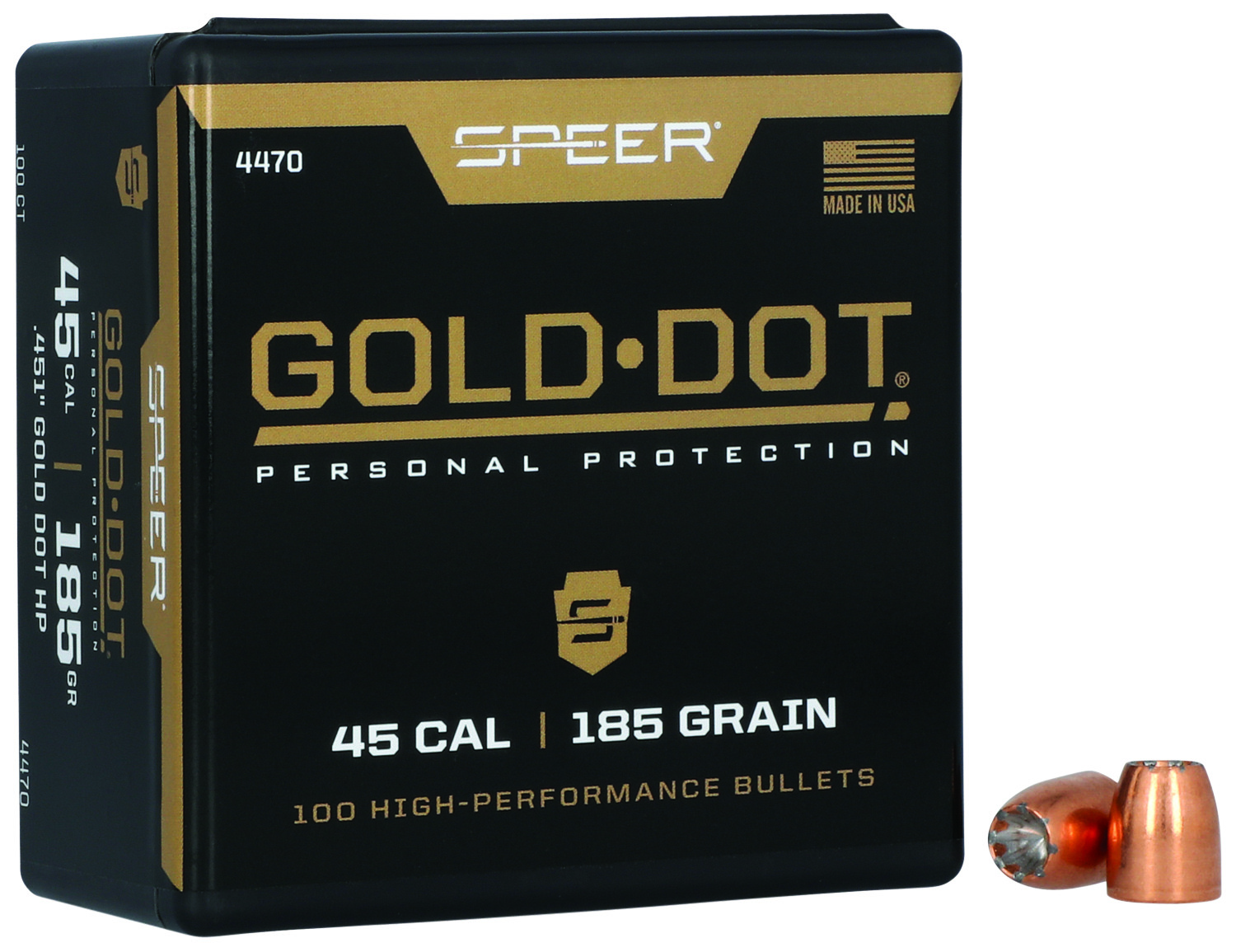 Speer 4470 Gold Dot Personal Protection 45Cal 185gr Hollow Point 100 Per Box/5 Case 3 Speer 4470 Gold Dot Personal Protection 45Cal 185gr Hollow Point 100 Per Box/5 Case