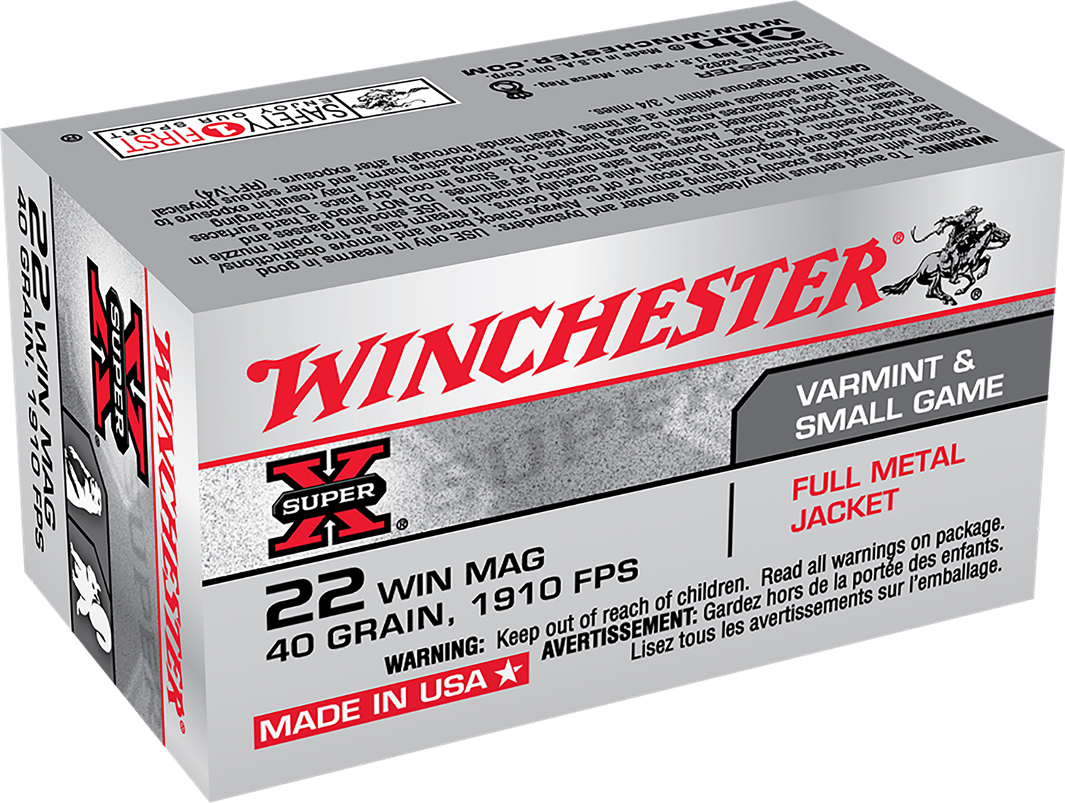 Winchester .22 WMR 40gr FMJ Brass – 50rd