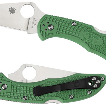 Spyderco C11FPGR Delica 4 Lightweight 2.88" Folding Drop Point Plain VG-10 SS Blade Green Bi-Directional Texturing FRN Handle Includes Pocket Clip