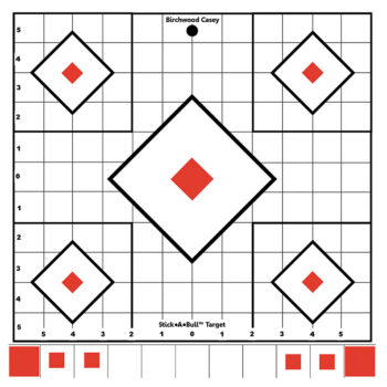 Birchwood Casey 33922 Stick-A-Bull Sight-In Self-Adhesive Paper White/Red 12" 5-Diamond 5 Pack