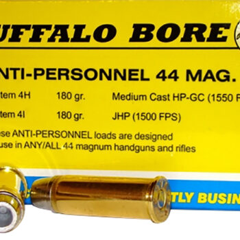 Buffalo Bore Ammunition 4H20 Anti-Personnel Strictly Business 44Rem Mag 180gr Medium Cast Hollow Point 20 Per Box/12 Case