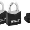 Master Lock 121T Padlock Keyed Open With Key Keyed Alike Steel Vinyl-Covered 2 Per Pkg 2 9204 1