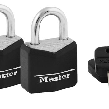 Master Lock 121T Padlock Keyed Open With Key Keyed Alike Steel Vinyl-Covered 2 Per Pkg