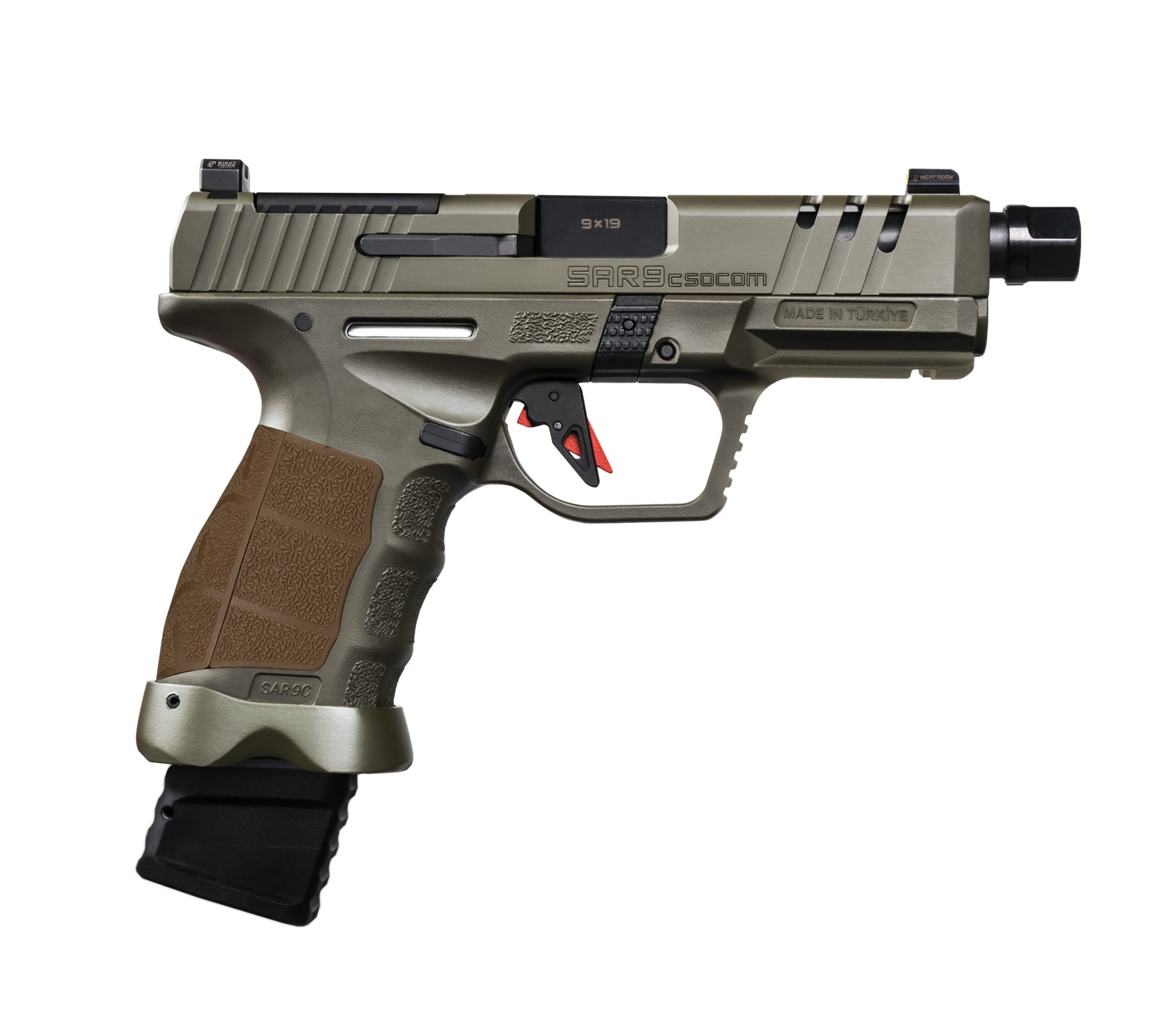 SAR FIREARMS SAR9 SOCOM CPT 9MM ODG 4.5" TB 3 SAR FIREARMS SAR9 SOCOM CPT 9MM ODG 4.5" TB