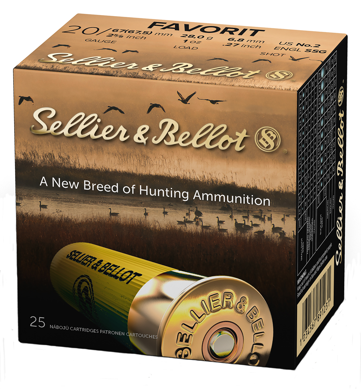 Sellier & Bellot SB20BSA Hunting 20Gauge 2.63" 12Pellets 1oz 2Shot 25 Box/10 Case 3 Sellier & Bellot SB20BSA Hunting 20Gauge 2.63" 12Pellets 1oz 2Shot 25 Box/10 Case
