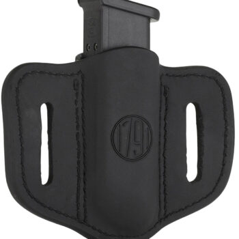 1791 Gunleather MAG12SBLA MAG1.2 Single Mag Holster Stealth Black Leather Belt Slide Compatible w/ Double Stack Ambidextrous