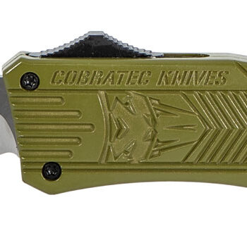 CobraTec Knives MODCTK1MDNS CTK-1  Medium 3" OTF Drop Point Plain D2 Steel Blade/OD Green Aluminum Handle Features Glass Breaker Includes Pocket Clip