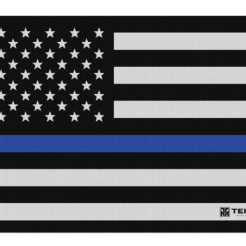 TekMat TEKR17POLICE Police Support Cleaning Mat Black/White/Blue Rubber 11"x17" Blue Line Flag