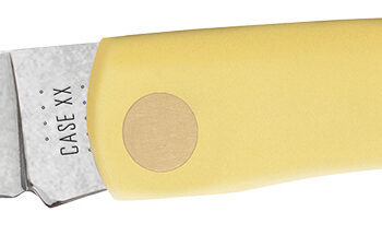 Case 00032 Sod Buster Jr.  2.80" Folding Skinner Plain Tumble Polish Chrome Vanadium Steel Blade/Yellow Synthetic Handle