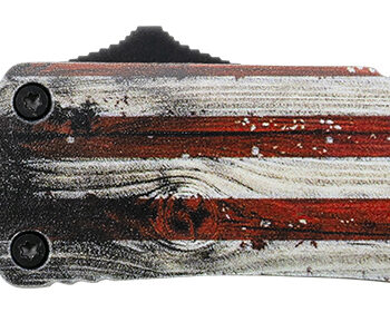 Templar Knife SWUS232 Gen II Wood US Flag Small 2.69" OTF Tanto Plain Powder Coated 440C SS Blade, 4.31" Painted Wood Grain US Flag Aluminum Handle, Glass Breaker