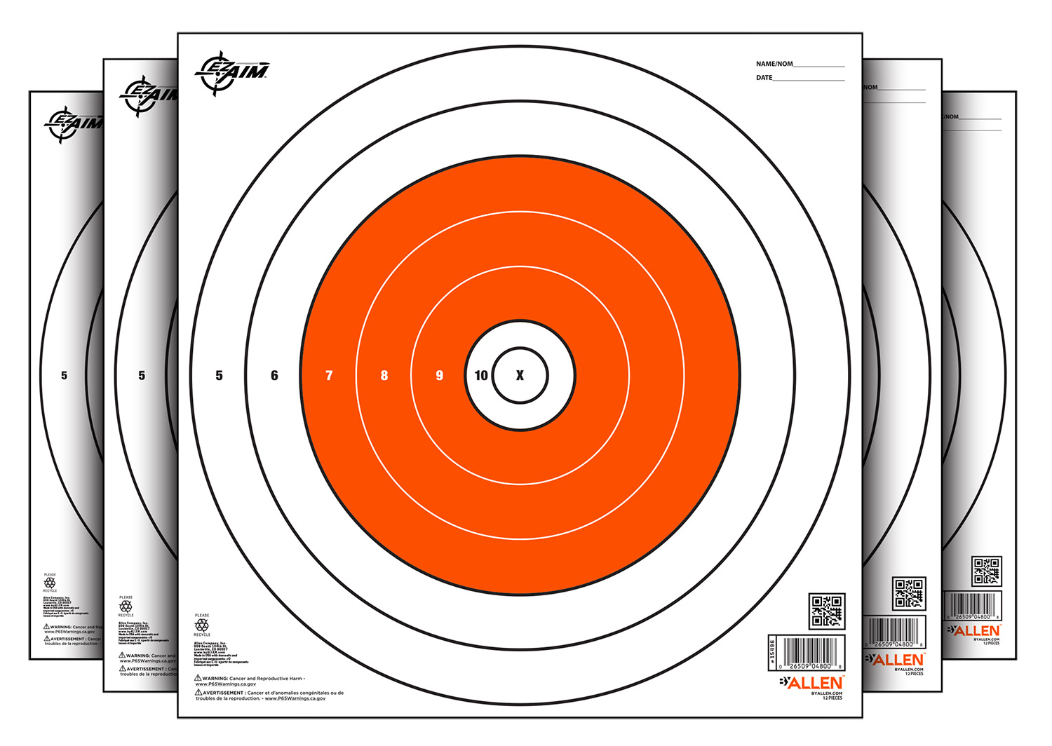 EZ-Aim 15496 Bullseye Paper Hanging 12" x 12" White/Orange 12 Per Pack 3 EZ-Aim 15496 Bullseye Paper Hanging 12" x 12" White/Orange 12 Per Pack