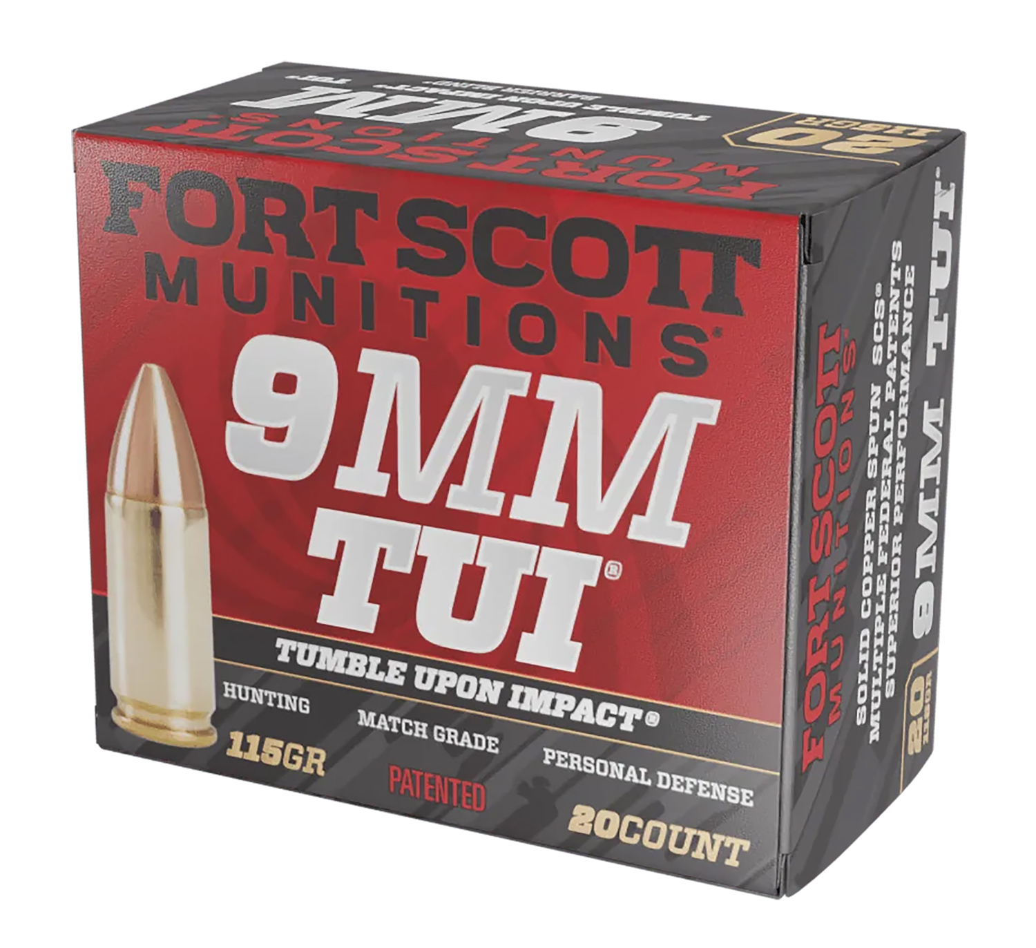 Fort Scott Munitions 9MM115SCV Tumble Upon Impact (TUI) 9mmLuger 115gr Solid Copper Spun 20 Per Box/25 Case 3 Fort Scott Munitions 9MM115SCV Tumble Upon Impact (TUI) 9mmLuger 115gr Solid Copper Spun 20 Per Box/25 Case