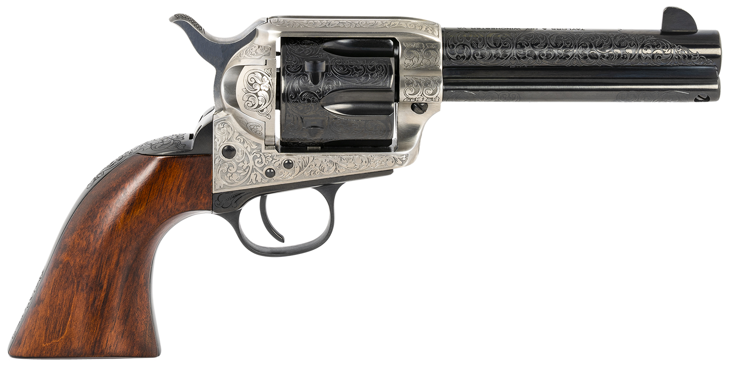 Taylors & Company 550925 1873 Cattleman 45 Colt (LC) Caliber with 4.75" Blued Floral Engraved Finish Barrel, 6rd Capacity Blued Finish Cylinder, Coin Photo Engraved Finish Steel Frame & Walnut Grip 3 Taylors & Company 550925 1873 Cattleman 45 Colt (LC) Caliber with 4.75" Blued Floral Engraved Finish Barrel, 6rd Capacity Blued Finish Cylinder, Coin Photo Engraved Finish Steel Frame & Walnut Grip