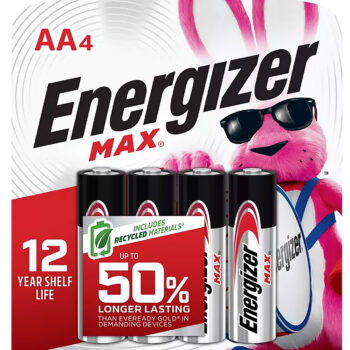 Energizer E91BP4 AA Max Silver 1.5V Alkaline, Qty (4) Single Pack