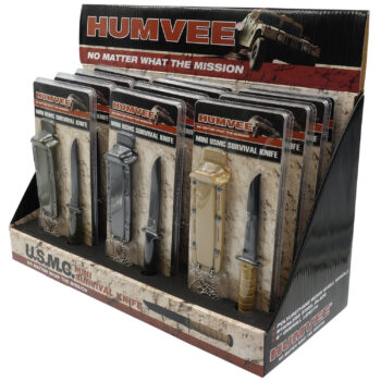 Humvee Adventure Gear HMVDBUSMC Humvee Combat Knife Display 3.5" USMC Combat Knife Display