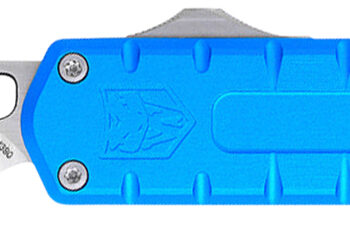 CobraTec Knives CTEBLUM390DNS Enforcer  3.25" OTF Drop Point Plain M390 Steel Blade/Blue Aluminum Handle