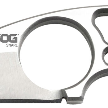 S.O.G SOG-JB01K-CP Snarl  2.30" Fixed Plain Sheepsfoot Satin 9Cr18MoV SS Blade/ Silver Stainless Steel Handle
