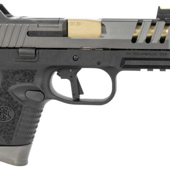 FN 66101350 509 CC Edge 9mm Luger 10+1 (3) 4.20" Threaded Gold Barrel, Black Frame, Graphite Optic & Lightening Cut Slide, Optic Height Fiber Optic Sights, Compensator (No Manual)