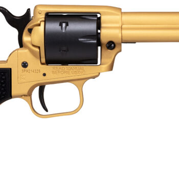 Heritage Mfg RR22S4 Rough Rider  22 LR 6 Shot 4.75" Gold Cerakote Steel Barrel & Frame, Black Satin Cylinder, Black Polymer Grips Features Black Accents