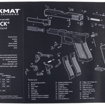 TekMat TEKR17GLOCKG4 Glock Gen4 Cleaning Mat Black/White Rubber 11"x17" Glock Gen4 Parts Diagram