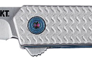 CRKT 7081 CEO Microflipper Micro 2.36" Flipper Drop Point Plain Satin 12C27 Sandvik Blade, Silver Textured w/Blue Liner & Accents Aluminum Handle, Includes Pocket Clip