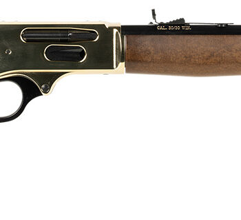 Henry H009BG Side Gate  Full Size 30-30 Win 5+1 20" Blued Steel Barrel, Brass Polished Drilled & Tapped Brass Receiver, American Walnut Fixed Stock, Right Hand