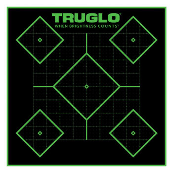 TruGlo TG14A25BB Tru-See 5- Diamond Target Self-Adhesive Heavy Paper Black/Green 12"x12" 25 Pack