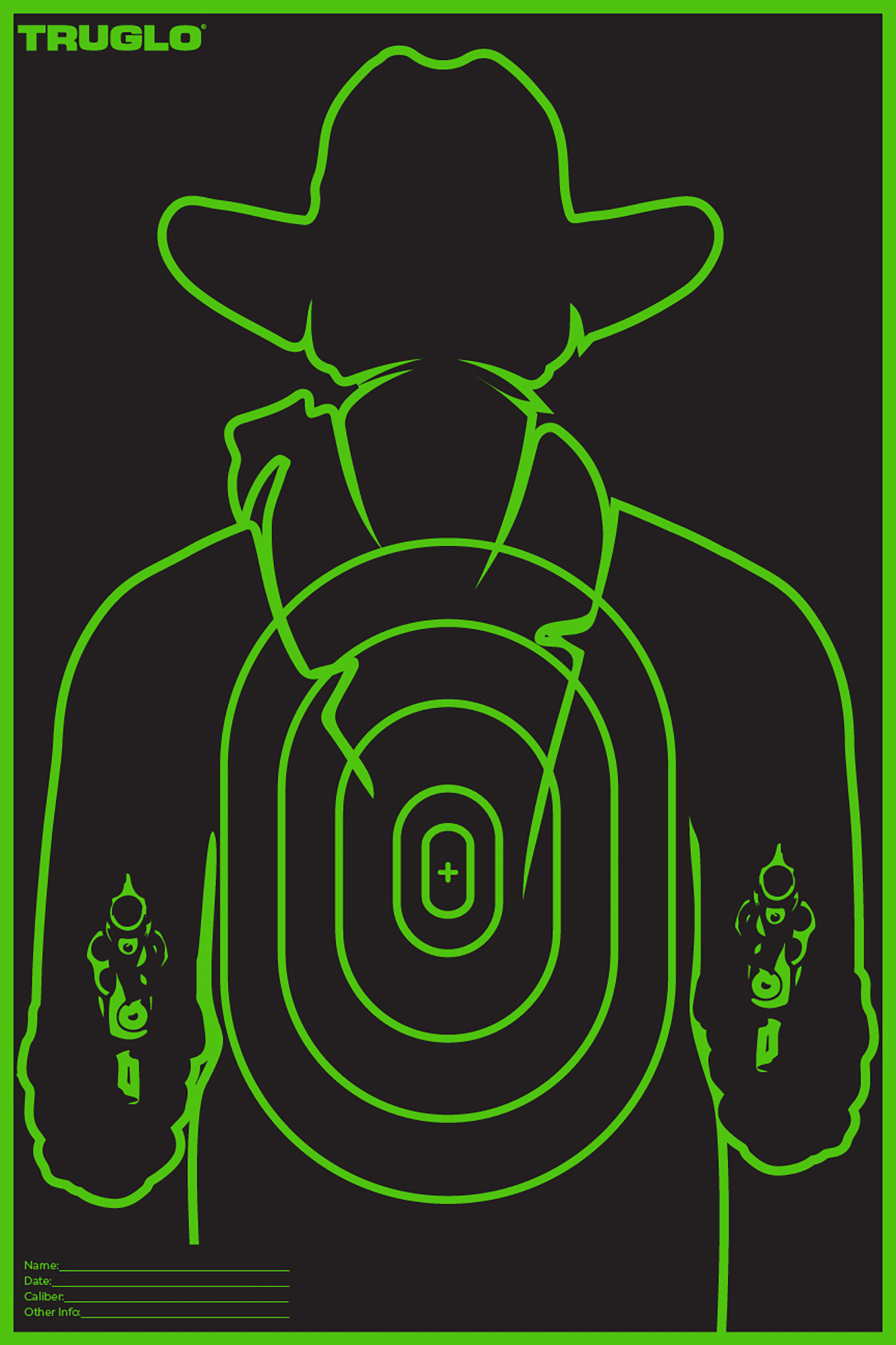 TruGlo TG16A12B Tru-See Gunslinger Target Self-Adhesive Heavy Paper Black/Green 12"x18" Cowboy 12 Pack 3 TruGlo TG16A12B Tru-See Gunslinger Target Self-Adhesive Heavy Paper Black/Green 12"x18" Cowboy 12 Pack