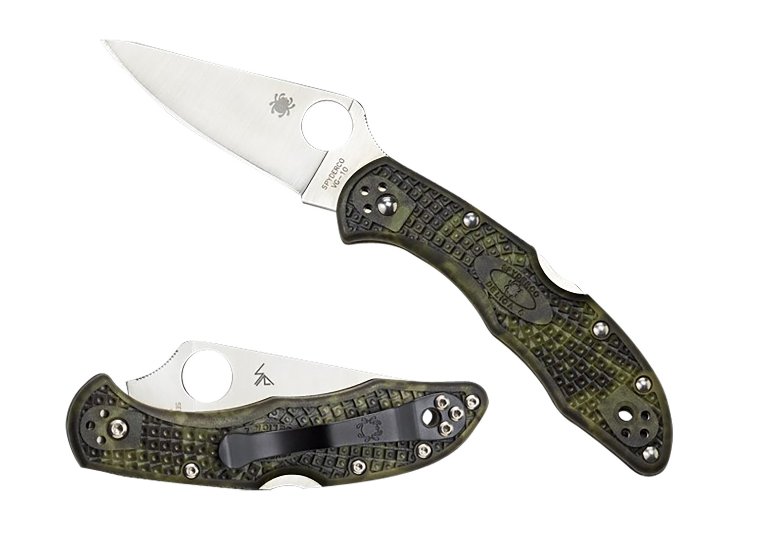 Spyderco C11ZFPGR Delica 4 Lightweight 2.90" Folding Plain Satin VG-10 SS Blade/Zome Green Bi-Directional Texturing FRN Handle Includes Pocket Clip 3 Spyderco C11ZFPGR Delica 4 Lightweight 2.90" Folding Plain Satin VG-10 SS Blade/Zome Green Bi-Directional Texturing FRN Handle Includes Pocket Clip