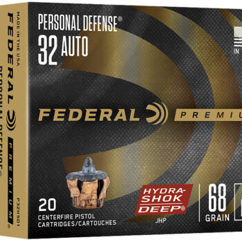 Federal P32HSD1 Hydra-Shok Deep Personal Defense 32ACP 68gr Jacketed Hollow Point 20 Per Box/10 Case