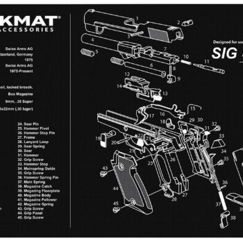 TekMat TEKR17SIGP220 Sig Sauer P220 Cleaning Mat Black/White Rubber 11"x17" Sig Sauer P220 Parts Diagram