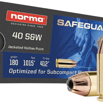 Norma Ammunition 801407727  Safeguard 40S&W 180gr Jacketed Hollow Point 50 Per Box/20 Case